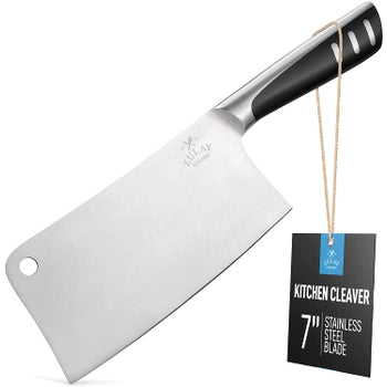 Zulay Kitchen Meat Cleaver Butcher Knife - 7 Inch